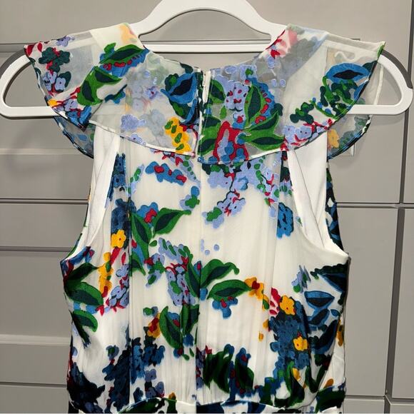 Saloni Cece Ruffle Floral Mini Dress CREAM BEGONIA 6 - Picture 8 of 12